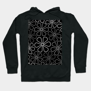 Abstract Flowers White Grays Black Hoodie